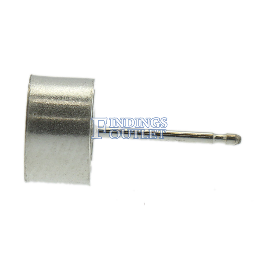14k White Gold Round Bezel Stud Earring Mounting Setting Push Back Post USA