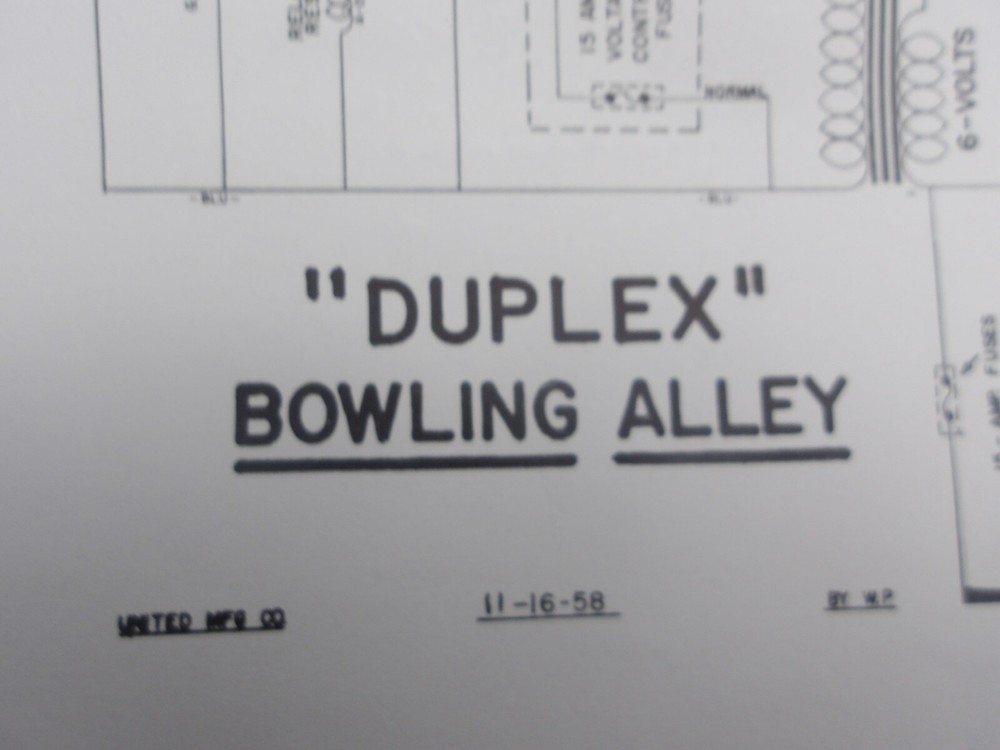 United: Duplex- Shuffle/Bowler- Schematic -NOS