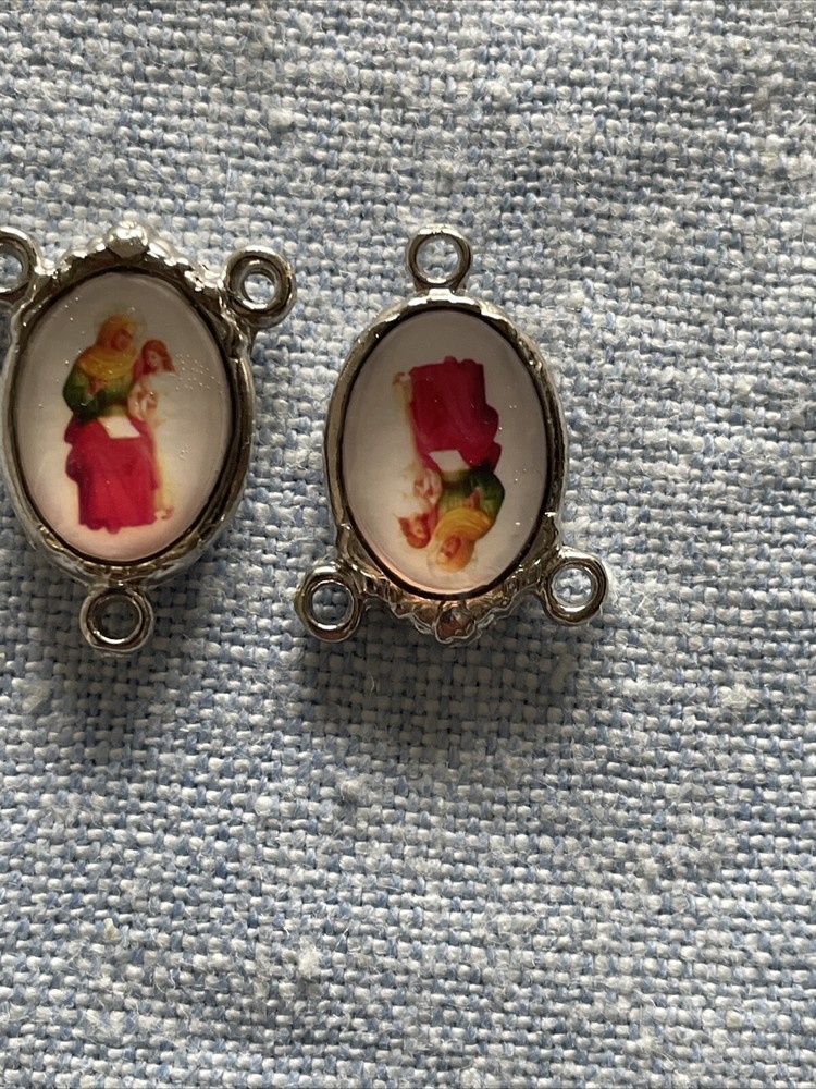 Saint Anne Medal Rosary Centers | Rosary Making Parts | Silver Tone