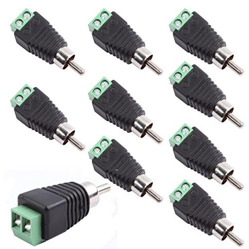 exgoofit RCA Male Plug to AV Screw Terminal Connector 10-Pack