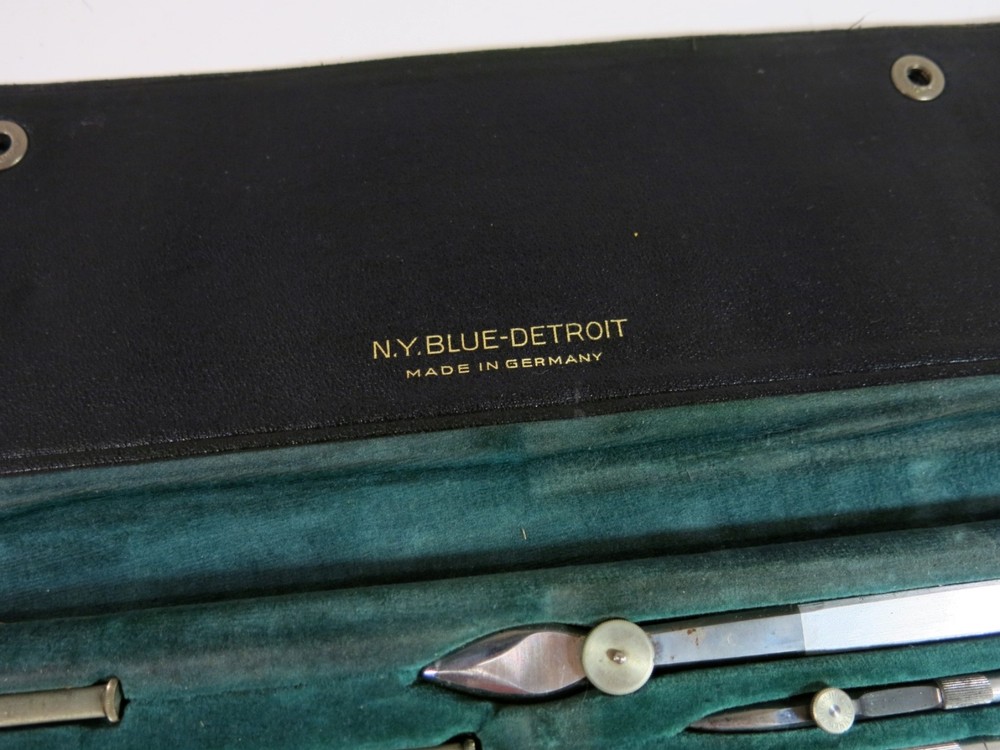 Vintage Engineer/Architect Drafting Compass Set — N.Y. Blue-Detroit