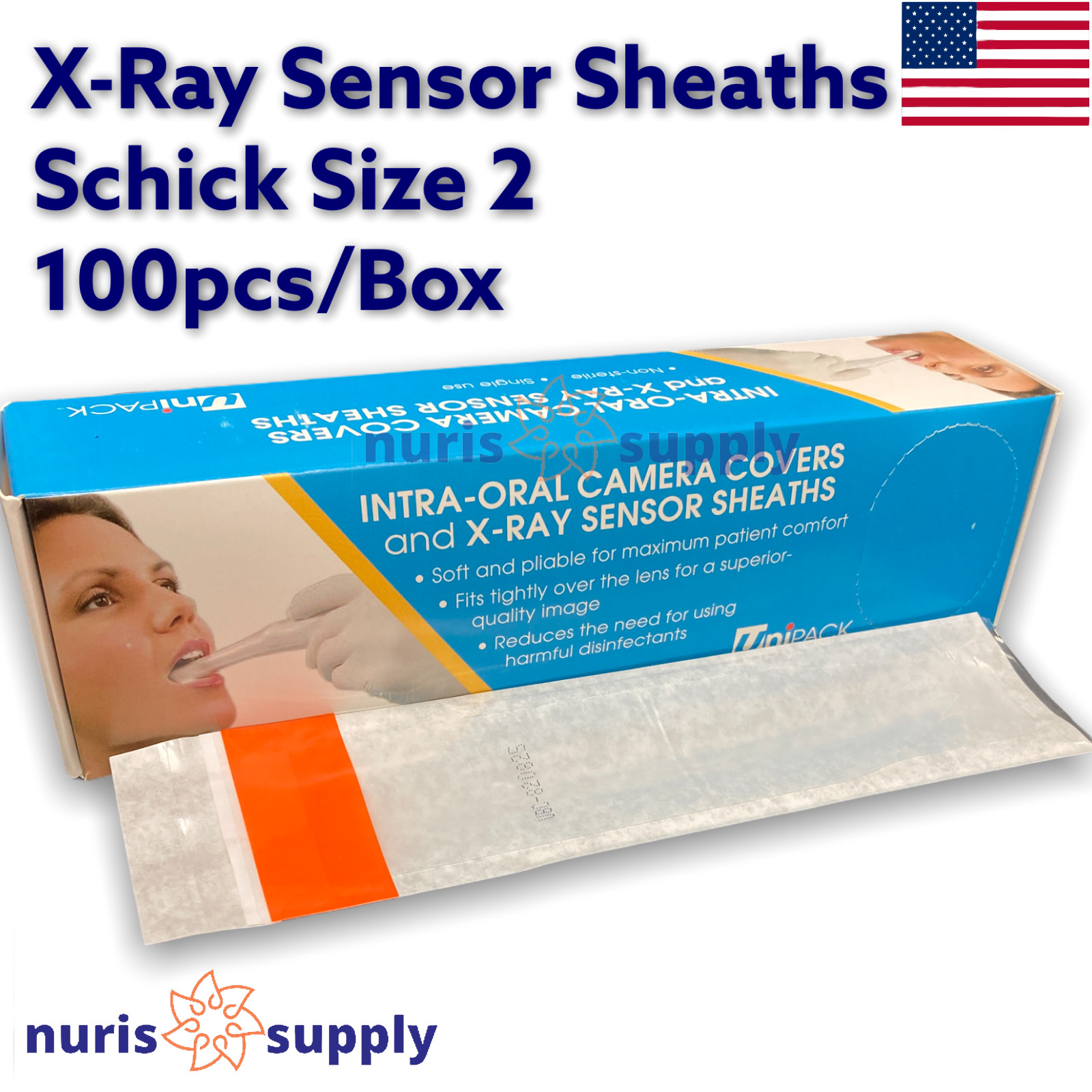 Digital X-ray Sensor Sheath Schick Size 2 Latex-Free 100pcs/Box
