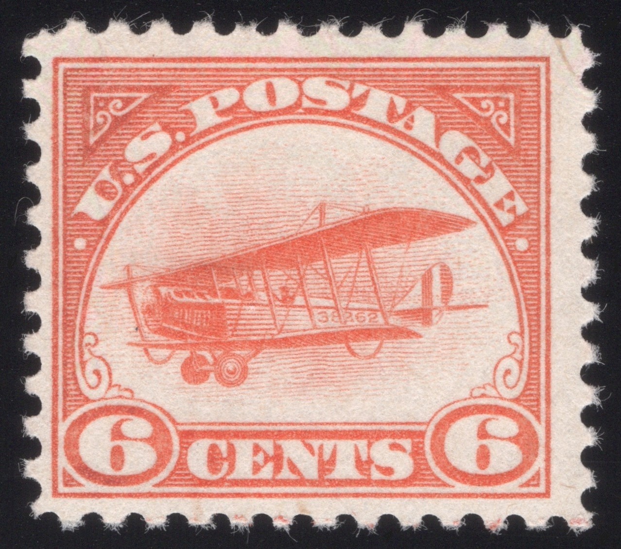 U.S. (Scott C1) Jenny 6¢ Orange, Airmail 1st Issue, Mint-OG-H FVF