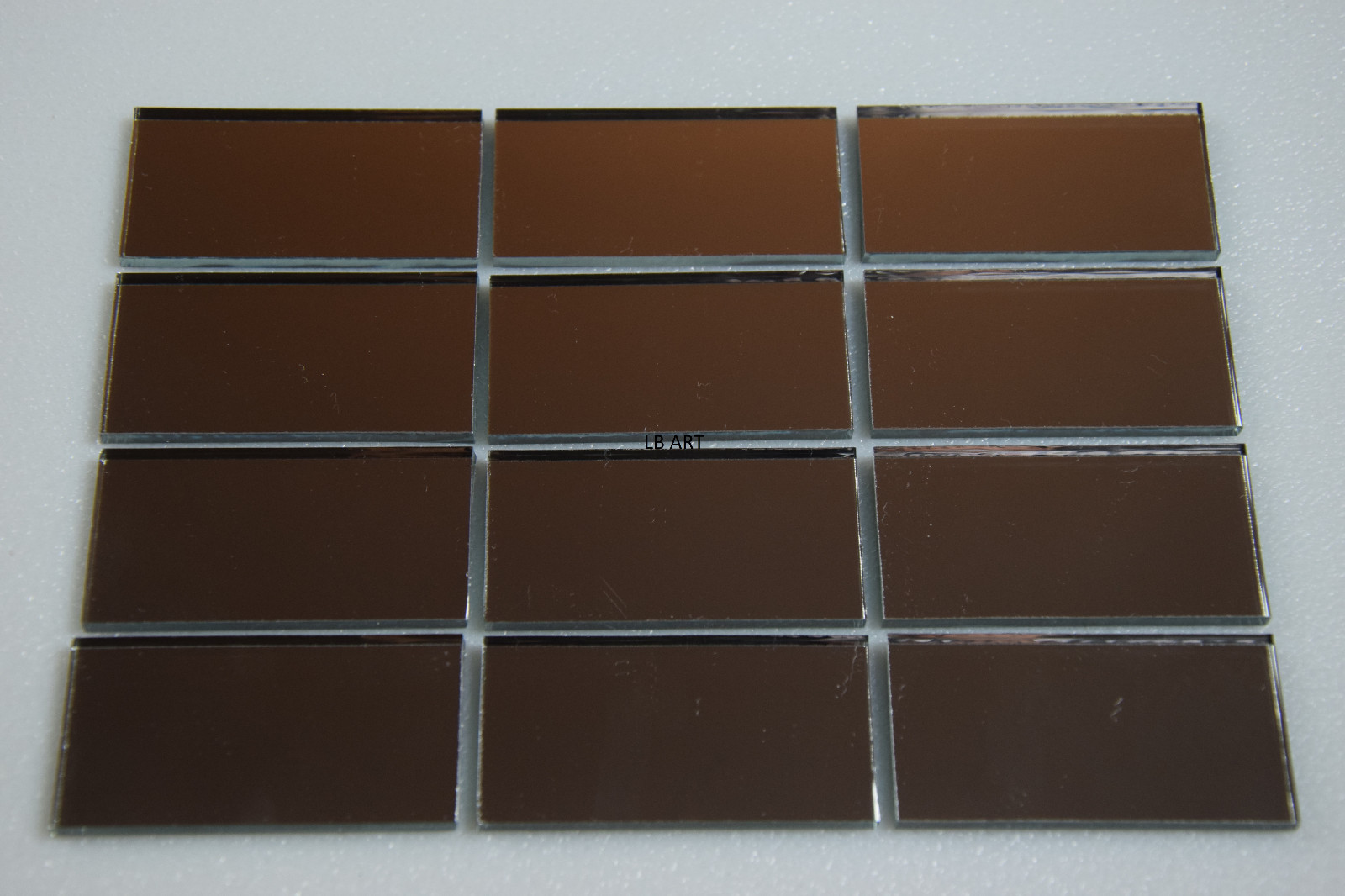 LOT OF 12 - 3/4" x 2"  PIECES OF MIRROR GLASS 1/8" THCK