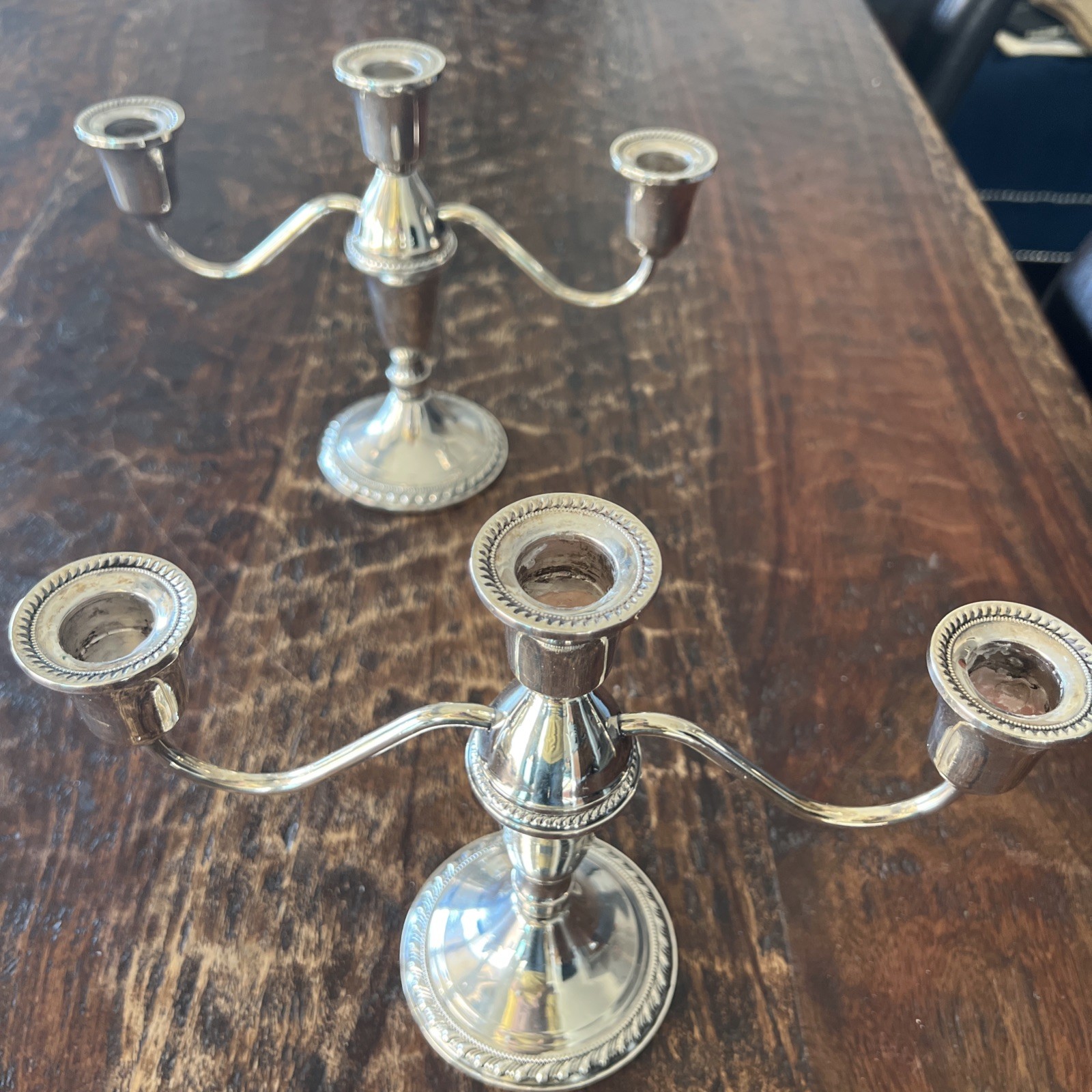 Pair of Duchin Creation Sterling Silver 3 Arm Candelabras Candle Holders