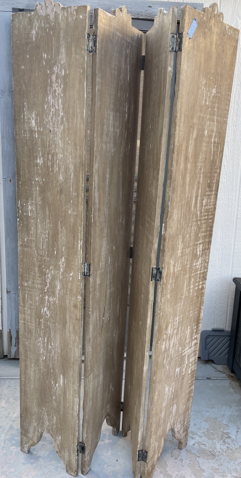 Retro Style Handcrafted 60’s Solid Wood Carved 4 Panel Divider Heavy Rare