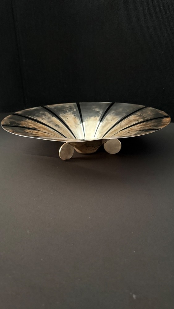 Vtg WMF Ikora Art Nouveau Deco 14" Fruit Bowl Germany EP Brass Silverplate MCM