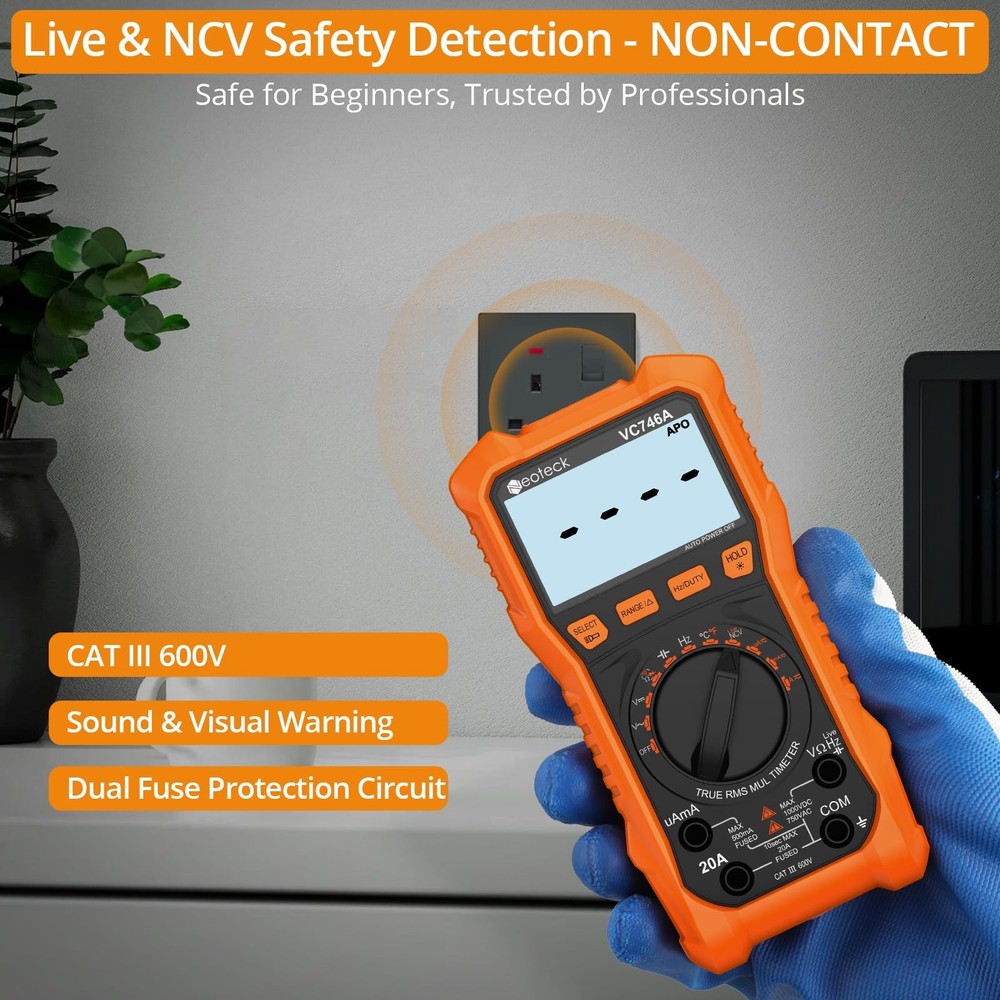 Neoteck 6000 Counts Digital Multimeter for DC AC Voltage/Current TRMS Voltmet...