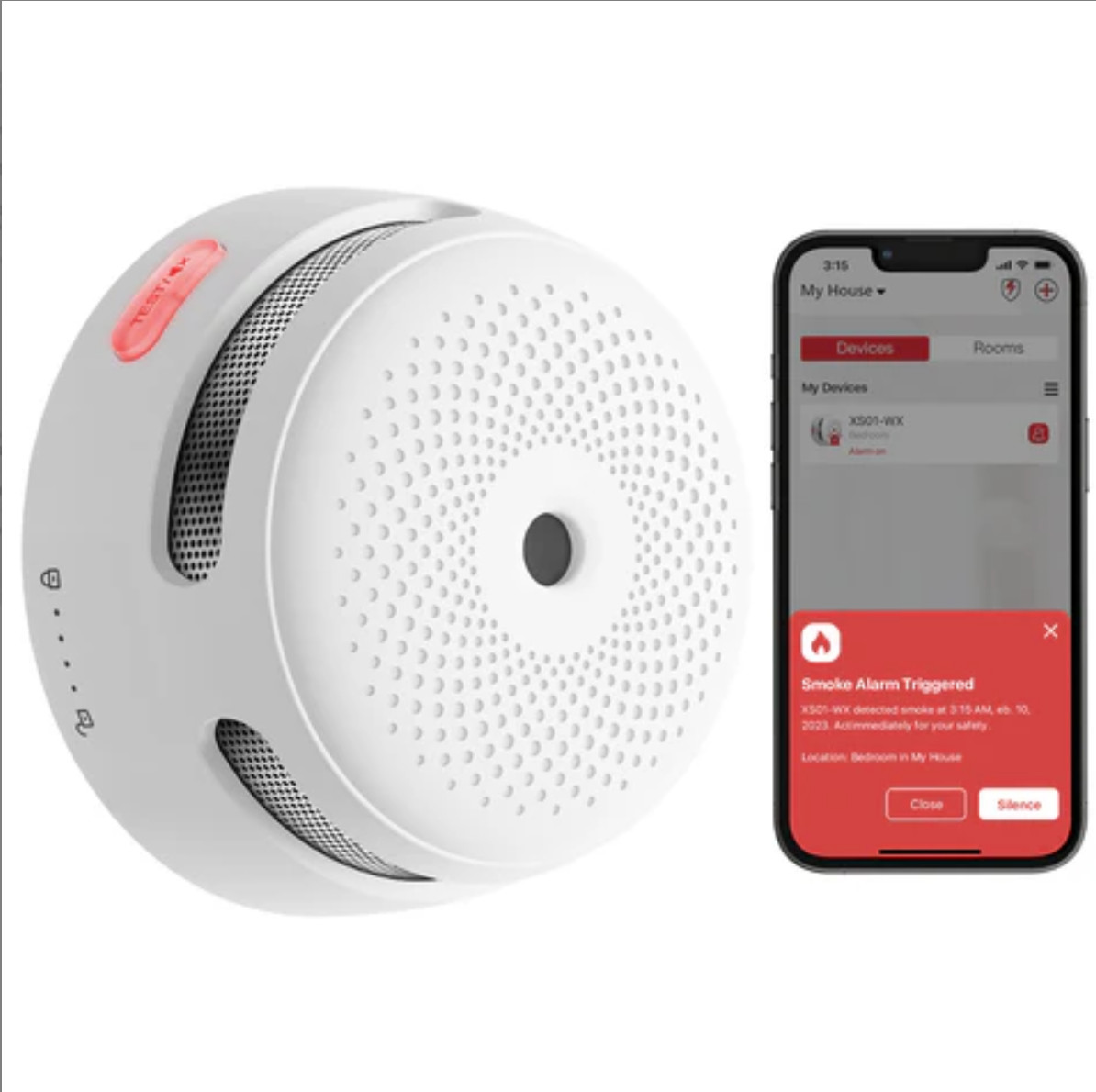 XSense WiFi Smoke Alarm for Home with Replaceable Battery XS01-WX Smart Alarm