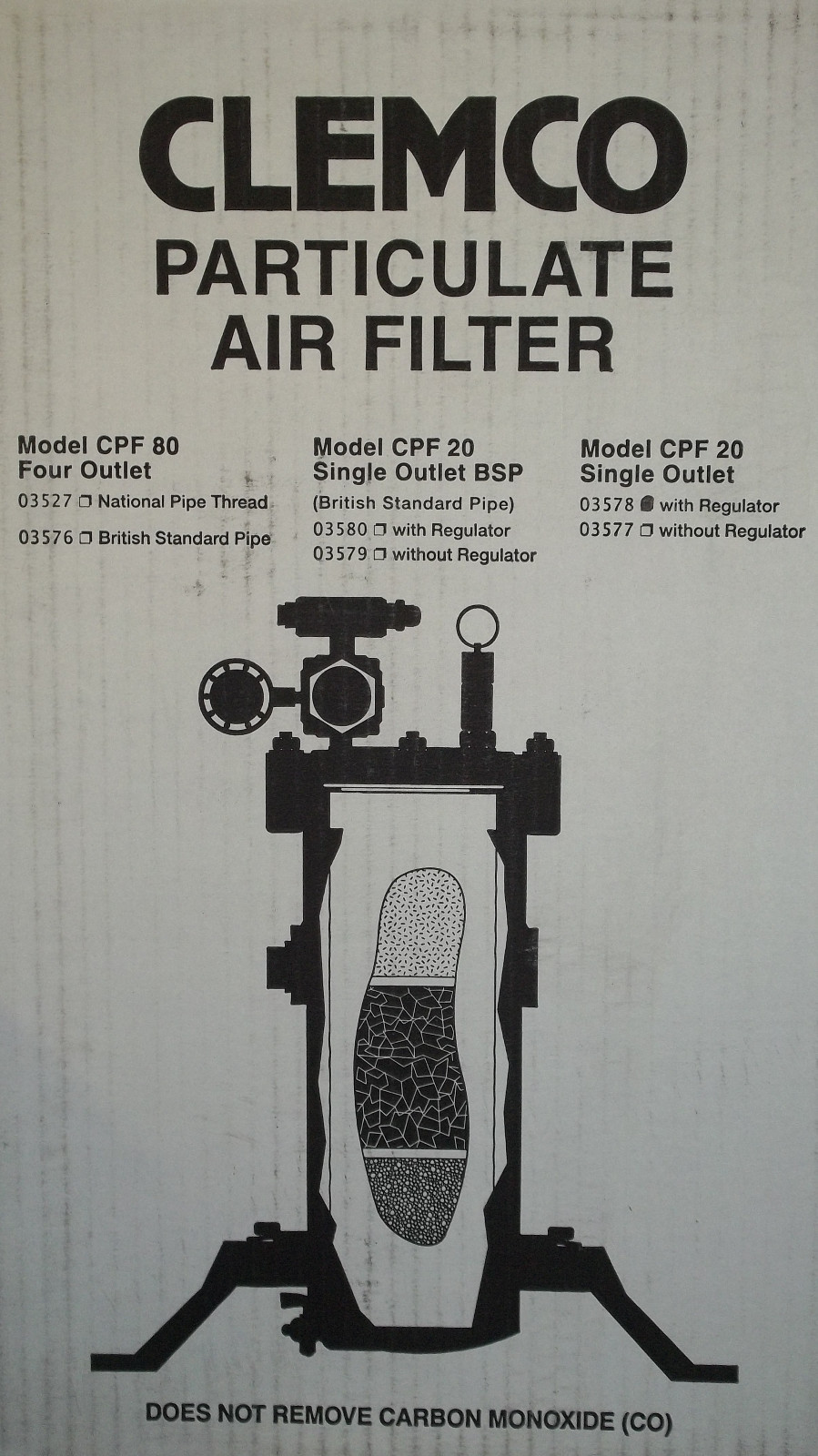 CLEMCO CPF 20 AIR FILTER #03578 FOR RESPIRATOR HELMET SANDBLASTING NEW