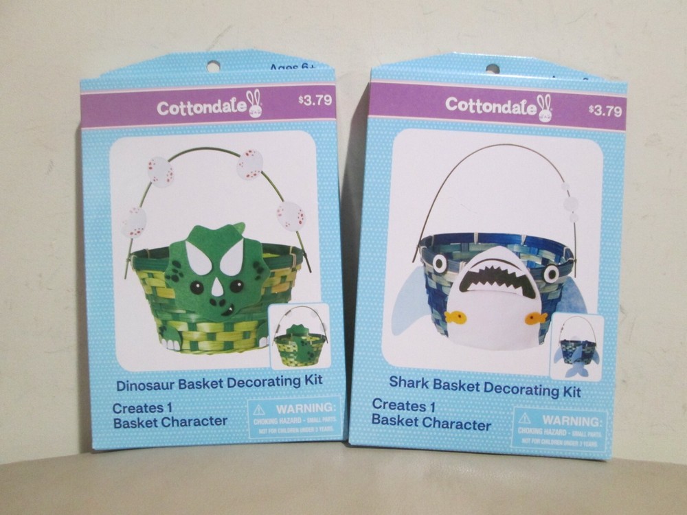 ( New ) Easter Basket Decorating kit for boy - Dinosaur + Shark