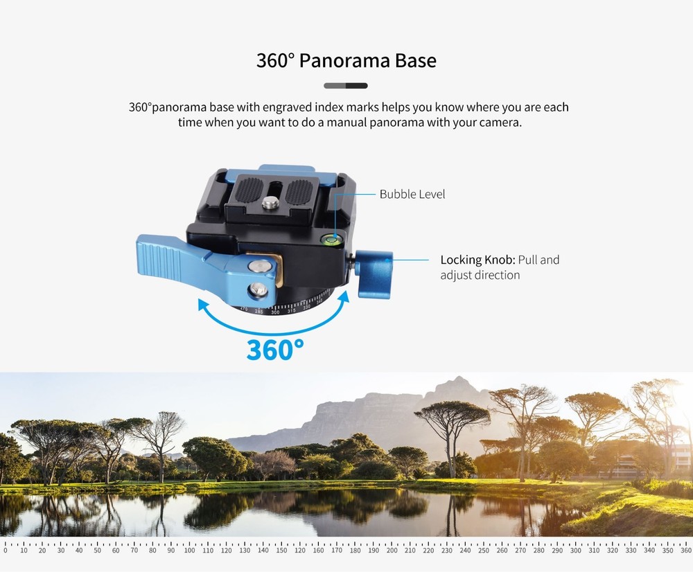SIRUI 38mm Square Quick Release Plate with 360° Rotating Panoramic Head