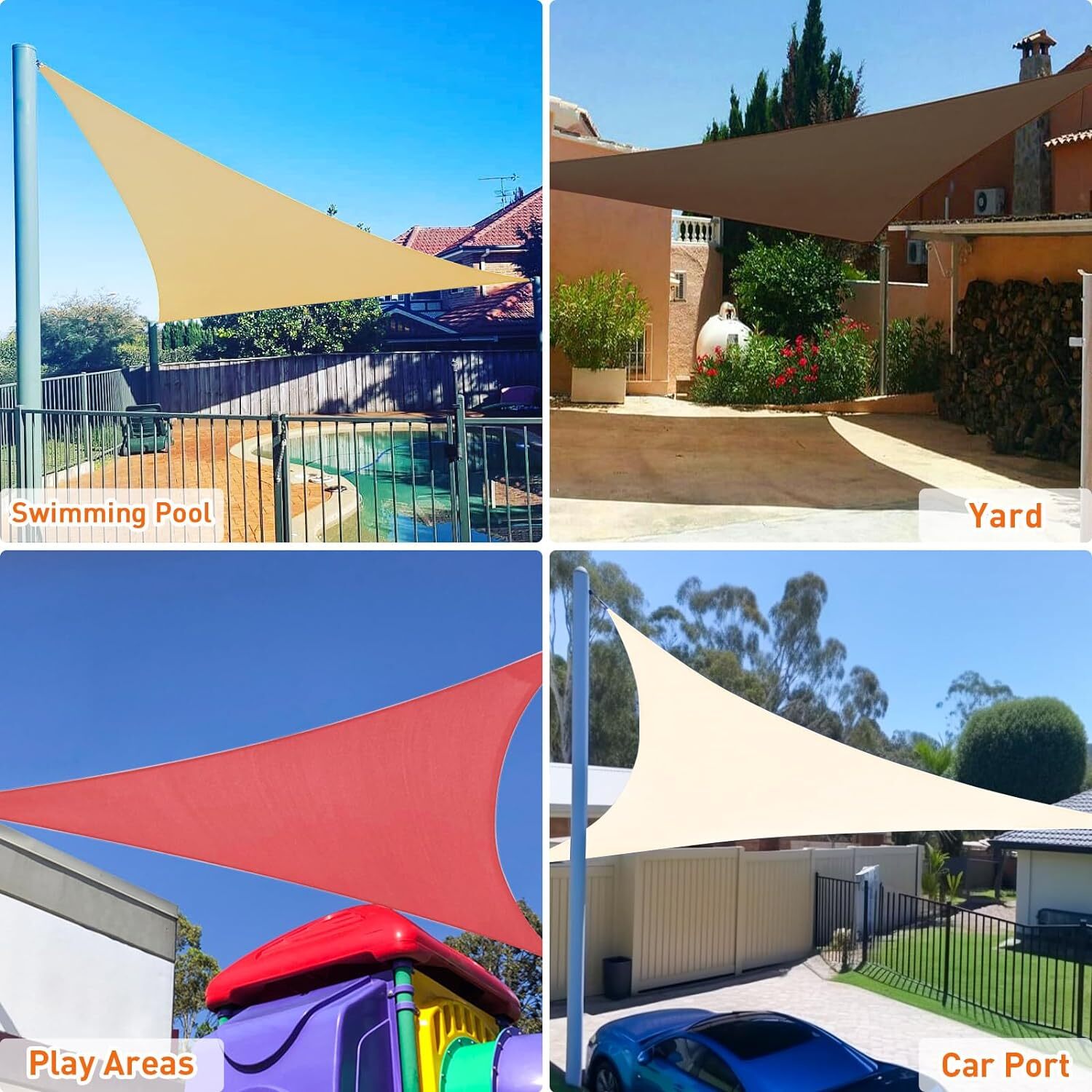 16'x16' Square Sun Shade Sail Fabric Garden Outdoor Canopy Patio Pool Awning