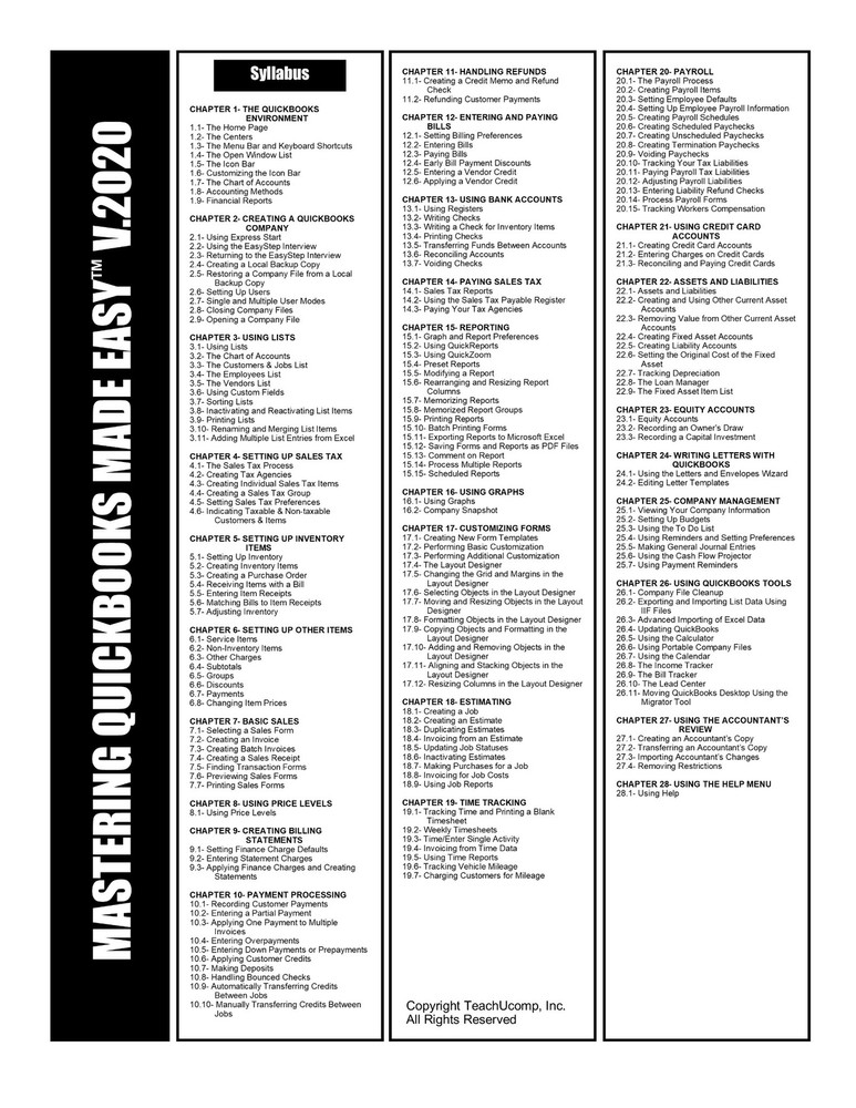 QUICKBOOKS PRO 2020 DELUXE Training Tutorial Course with Quick Reference Guide