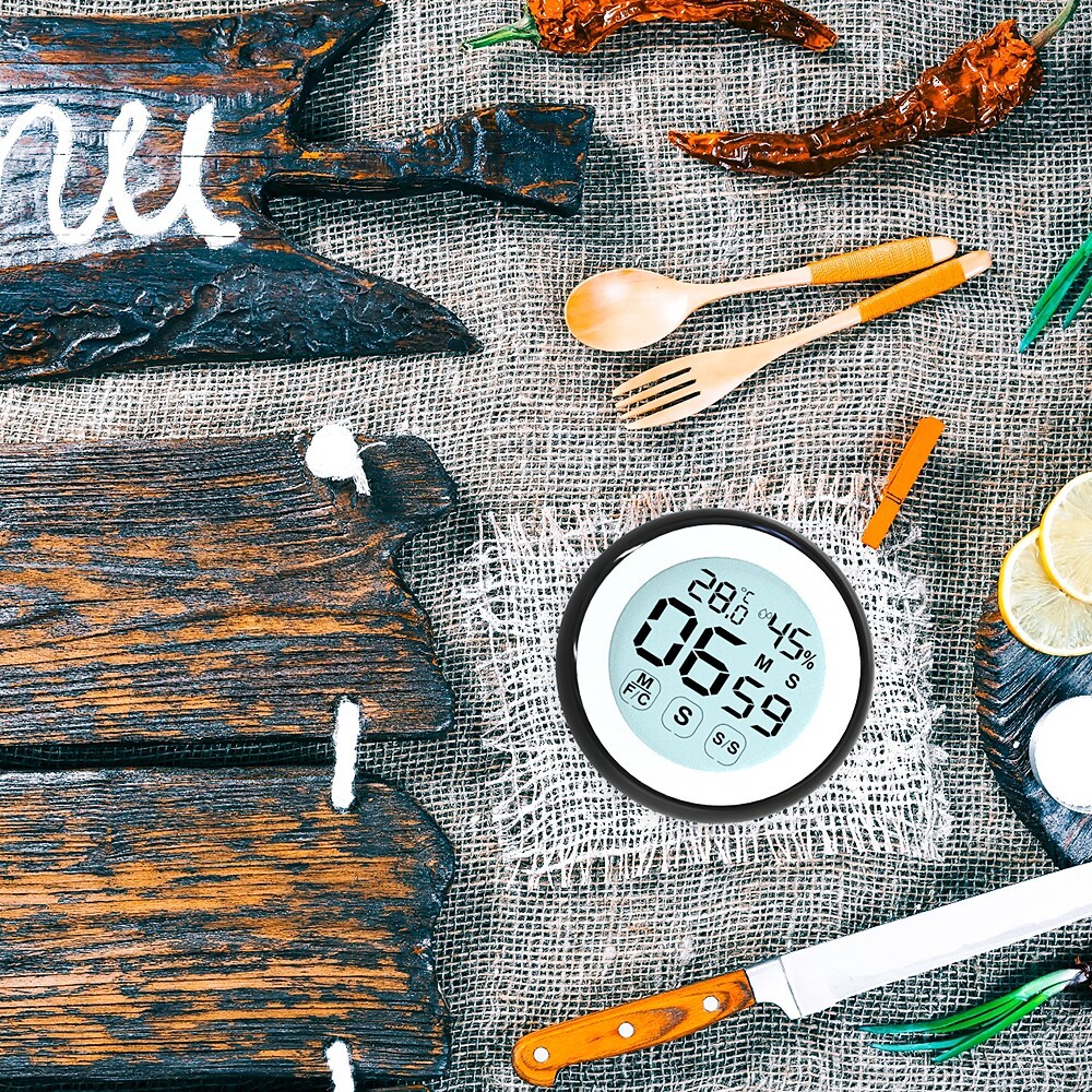 Digital Kitchen Timer with Magnetic Digital Thermometer Humidity, LED Display