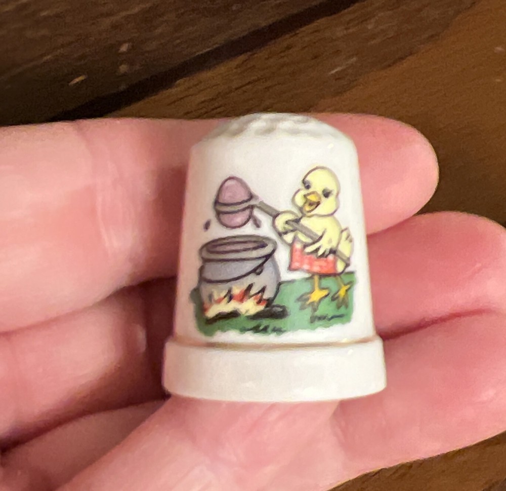 Vintage Easter Thimble Lot Porcelain (2) Easter Bunny Easter Chick Easter Rabbit