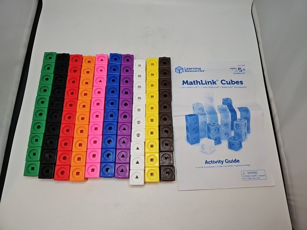 Learning Resources Math Link Cubes  Colors Math Manipulatives w book preowned