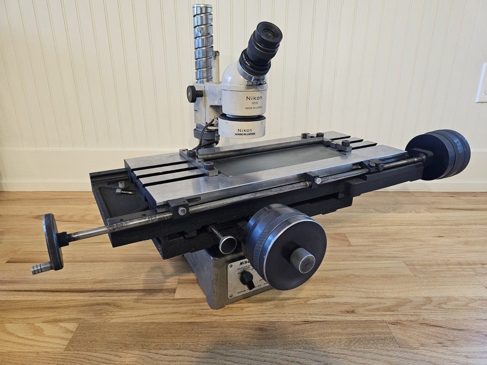 Nikon Measurescope Toolmakers Measuring Microscope X-Y Table Brown & Sharp Dials