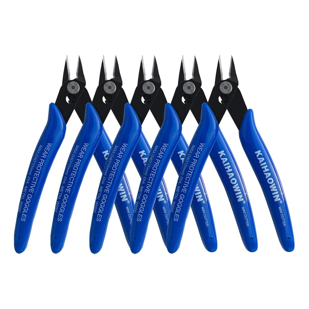 Micro Wire Cutters with Spring, 5 Pack, 5 inch Precision Mini Flush Cutters B...