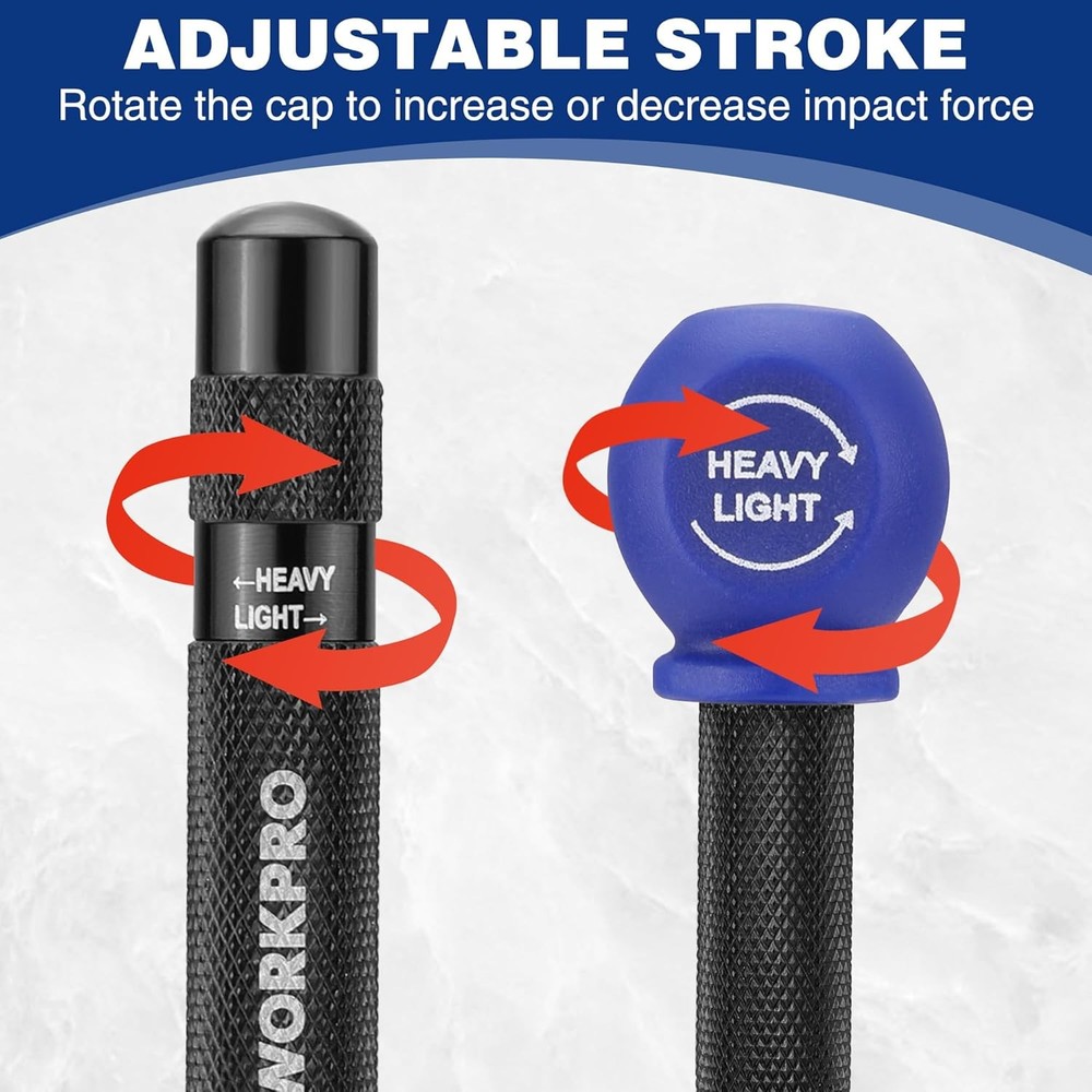 WORKPRO 2PCS Automatic Center Punch with an Extra Replacement Tip, Adjustable Sp