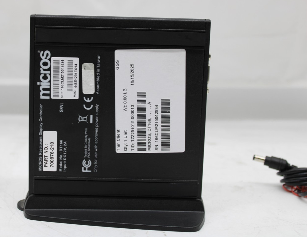 Micros Thin Client DT166 700876-218 Restaurant Display Controller + Power Supply