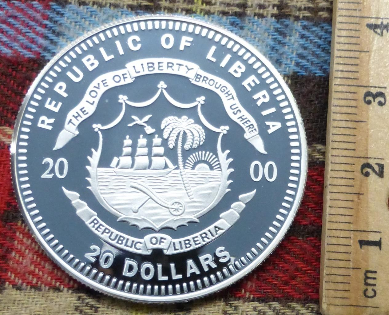 .999 Fine Silver 2000 U.S. Civil War David G. Farragut Liberia $20 Coin, 20g