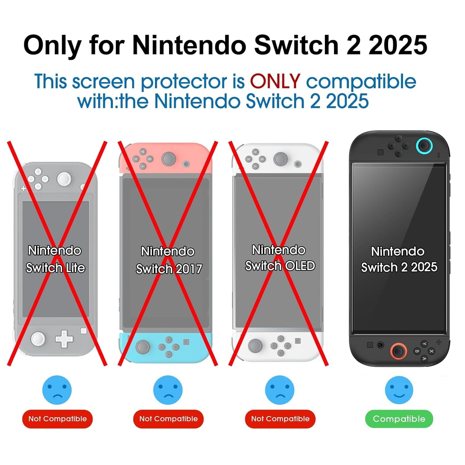 (2pack) amFilm Nintendo Switch 2 OneTouch Glass Screen Protector (2025)