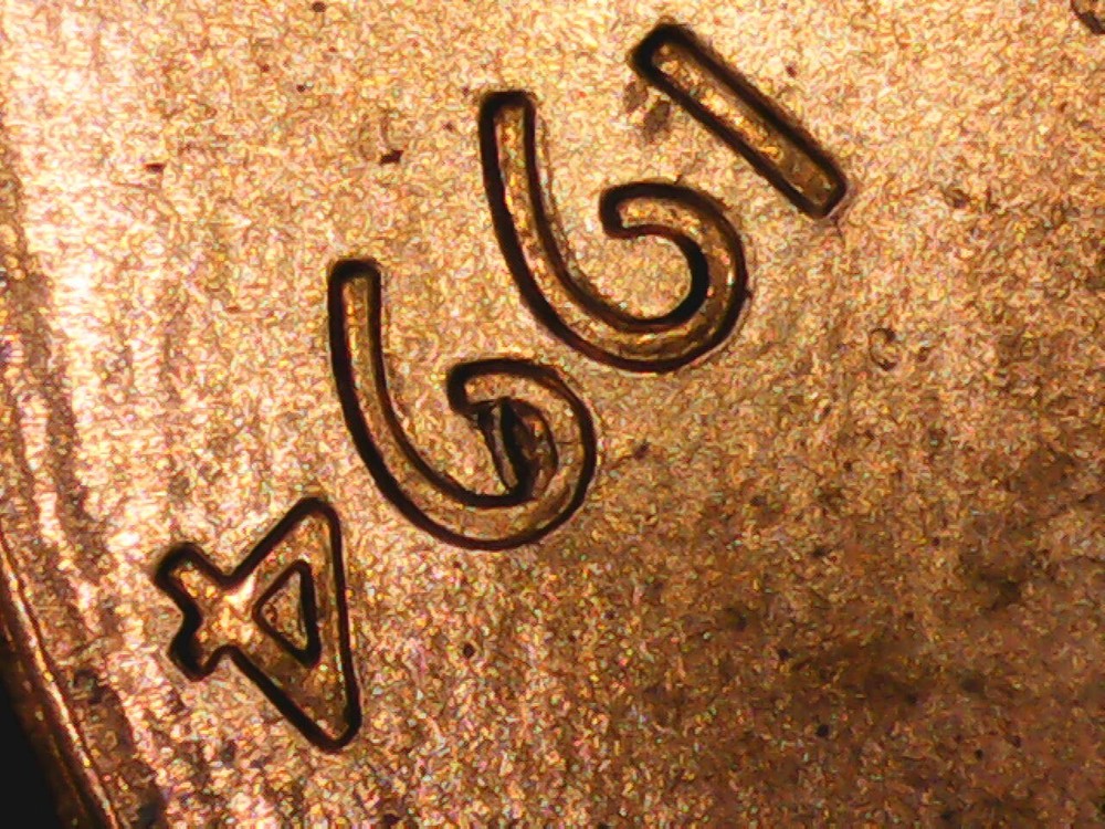 1994 Penny Die Chip Obverse on Date