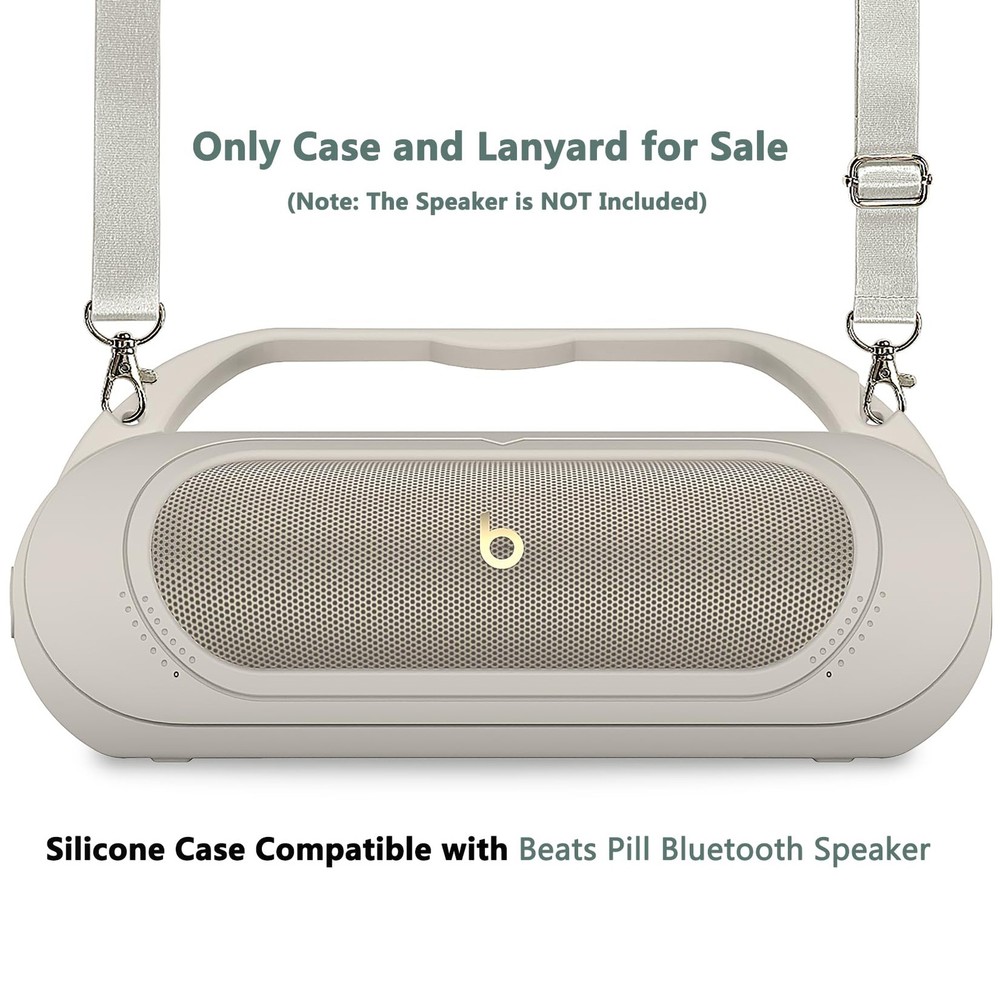 Beats Pill 2024 Silicone Case - Protective Holder with Strap Gray