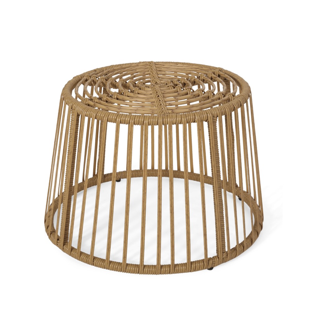 Rattan Wicker Accent Side Table | Patio, Outdoor Boho Cage Table