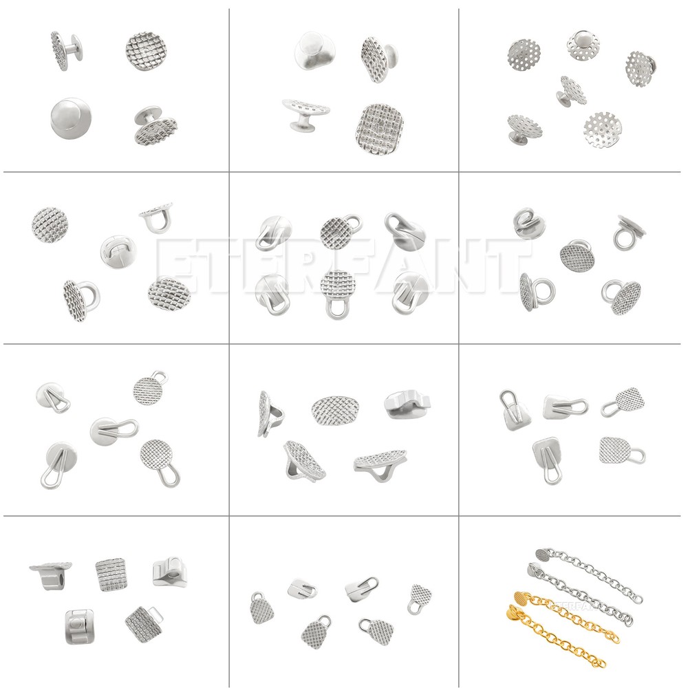ETERFANT Dental Ortho Lingual Buttons Round Bondable/Rectangular/Button Chains