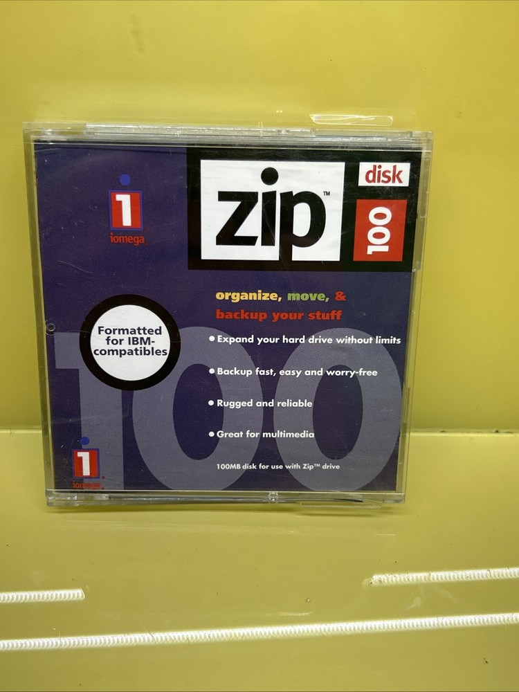 Iomega Zip Disk PC100 IBM Single Diskette 100MB Storage Capacity w Original Case