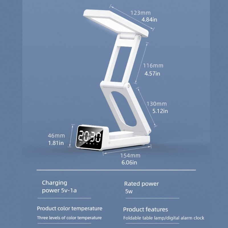 Soundless Folding Digital Clock Gentle LED Light Simple Interfaces Carryable