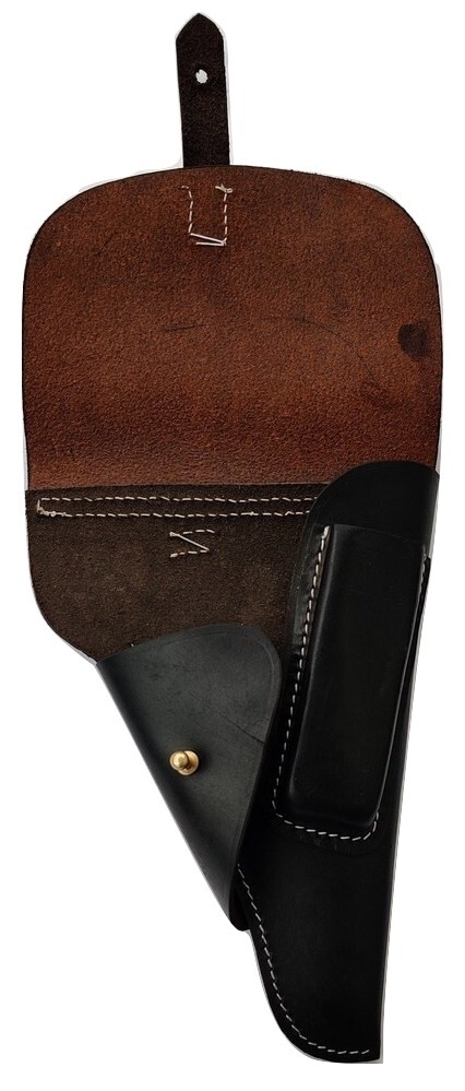German WWII P38 Softshell Black Leather Holster (Repro) "MARKED"