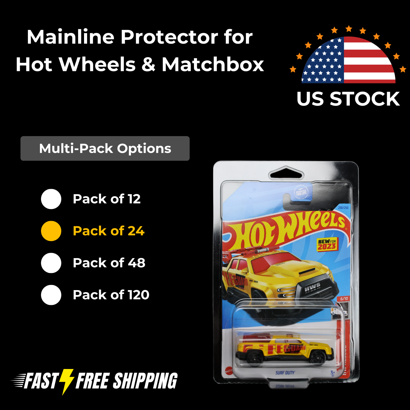 24-Pack Hot Wheels and Matchbox Mainline Protector Case Plastic Protectors