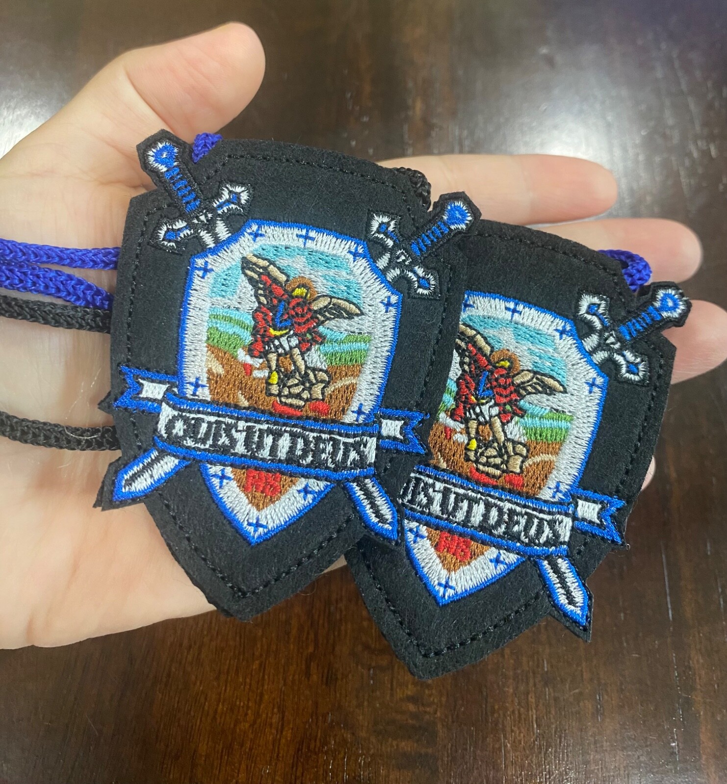 St. Michael Deluxe Woven Scapular Large size Escapulario San Miguel Grande