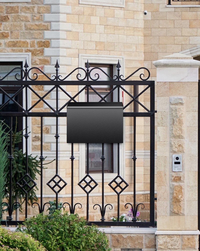 VERSASKY Wall-Mount Mailbox for Outside, Large Capacity Rust-Proof Mail Black