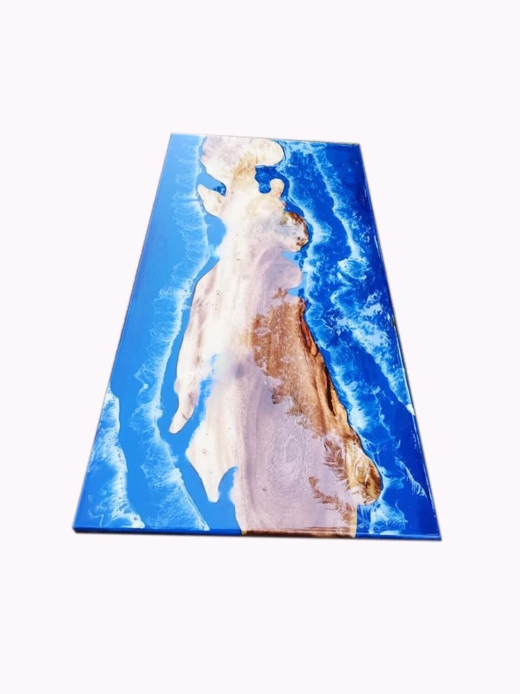 Ocean Epoxy Table Top ,Wood Dining Table, Custom Blue Epoxy Dining Table Decor