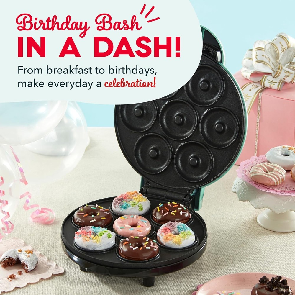 Dash Express Mini Donut Maker Homemade Dessert Maker Double-Sided Nonstick