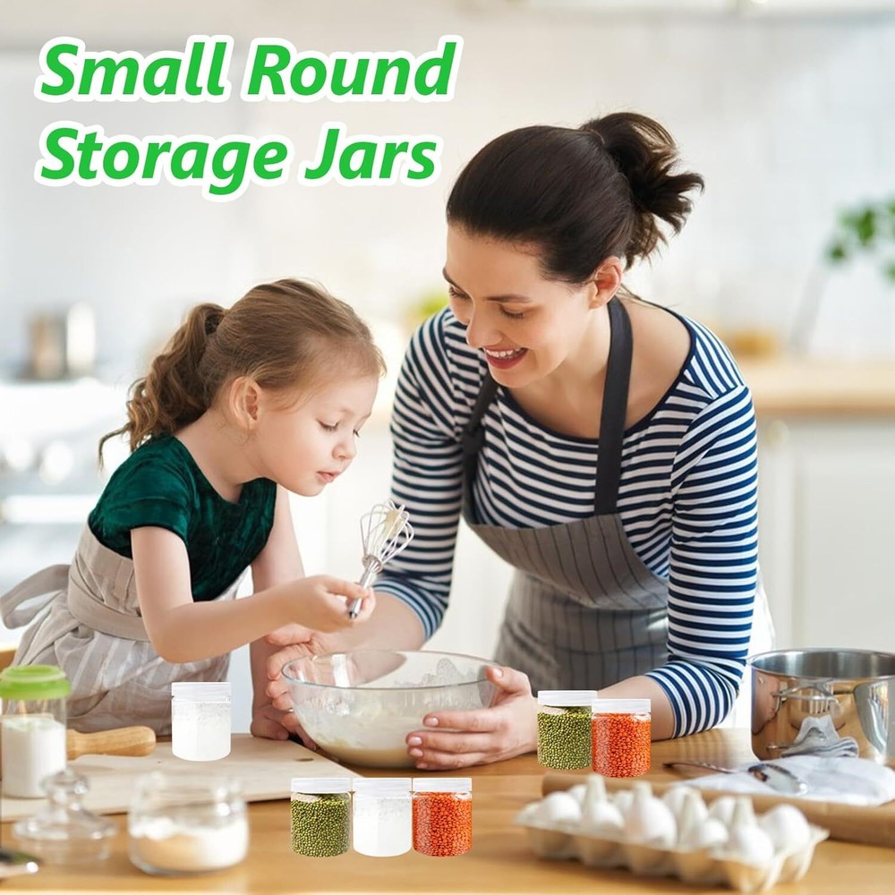 20Pack 4oz Clear Plastic Slime Containers with Lids,Round Refillable