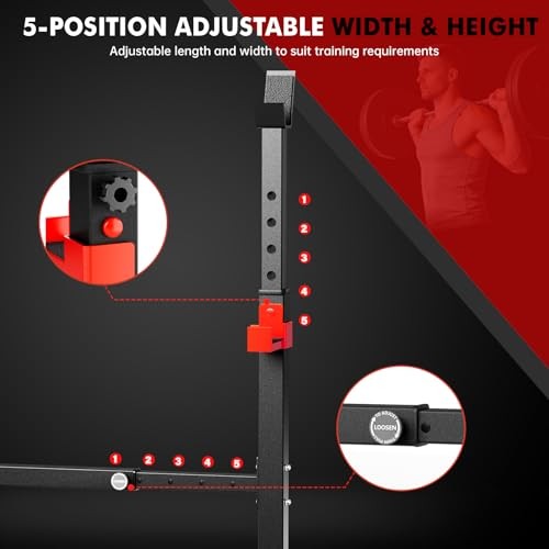 Adjustable Squat Rack, 550LBS Multi-Function Barbell Rack for Weight Lifting
