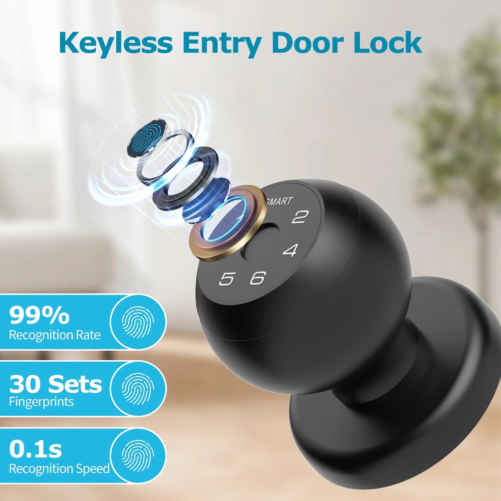 Ball-Shaped Smart Lock Fingerprint App-Controlled Passcode ElectronicTouchscreen