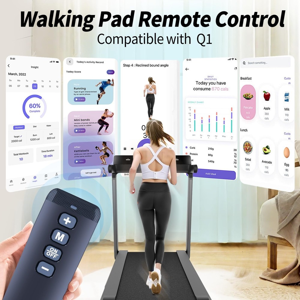 Treadmill Remote Control Only Compatible with HomeFitnessCode Walking Pad Q1,...