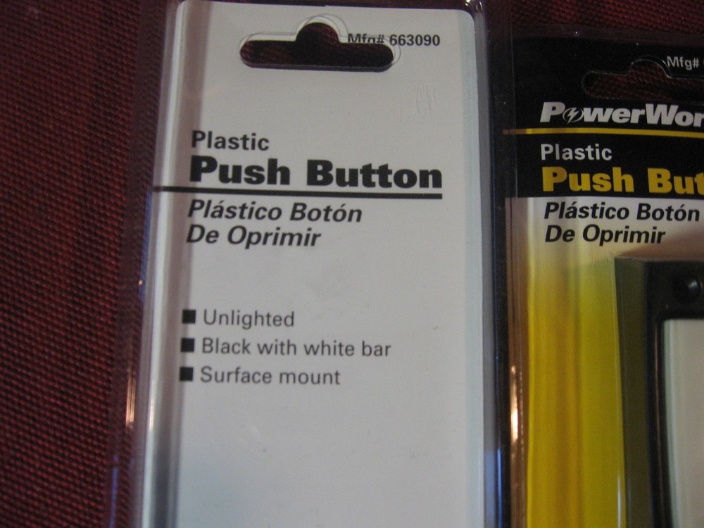 2 DOORBELLS PUSH BUTTON UNLIGHTED IVORY SURFACE MOUNT