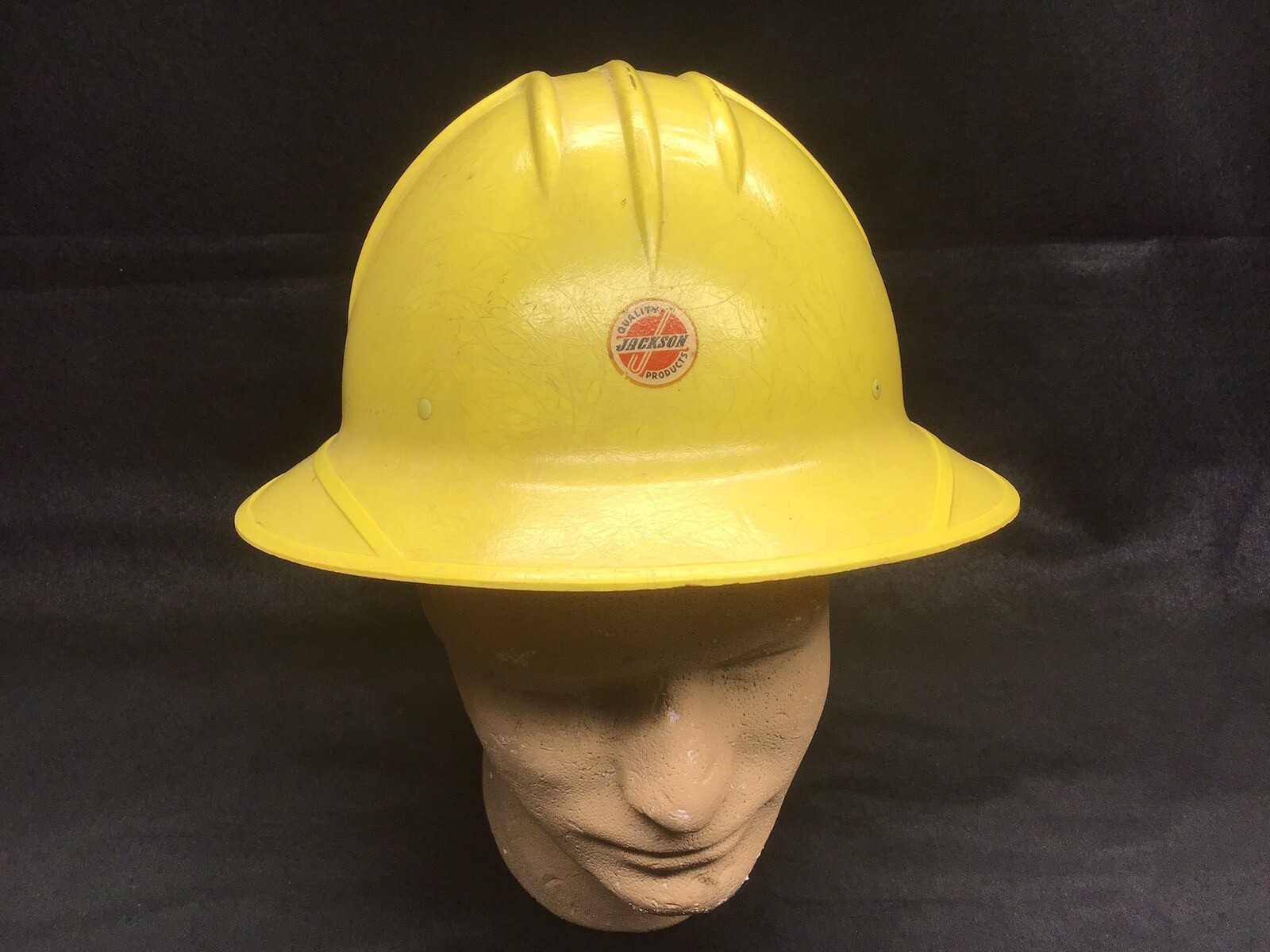 Vintage Jackson Hard Hat SH-1 Fiberglass Full Brim Safety Yellow 1950’s Cool 😎