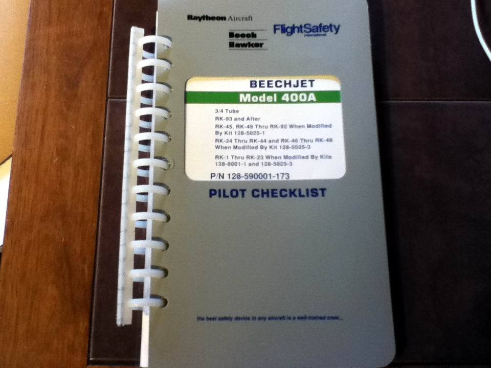 Raytheon Beech Hawker Beechjet Model 400A Pilot Checklist