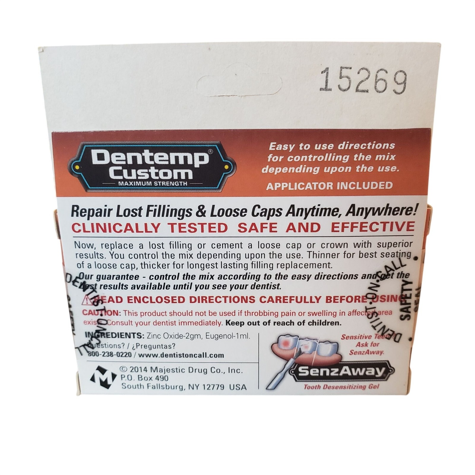 Dentemp Custom Repair Lost Fillings & Loose Caps D.O.C. Dentist on Call