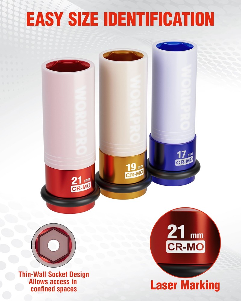 WORKPRO 1/2-Inch Drive 21mm Deep Impact Socket for Lug Nuts