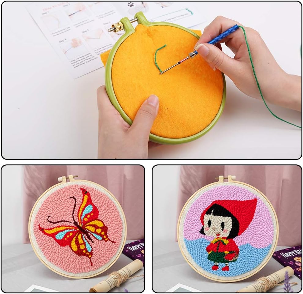 Punch needle embroidery kit with tools