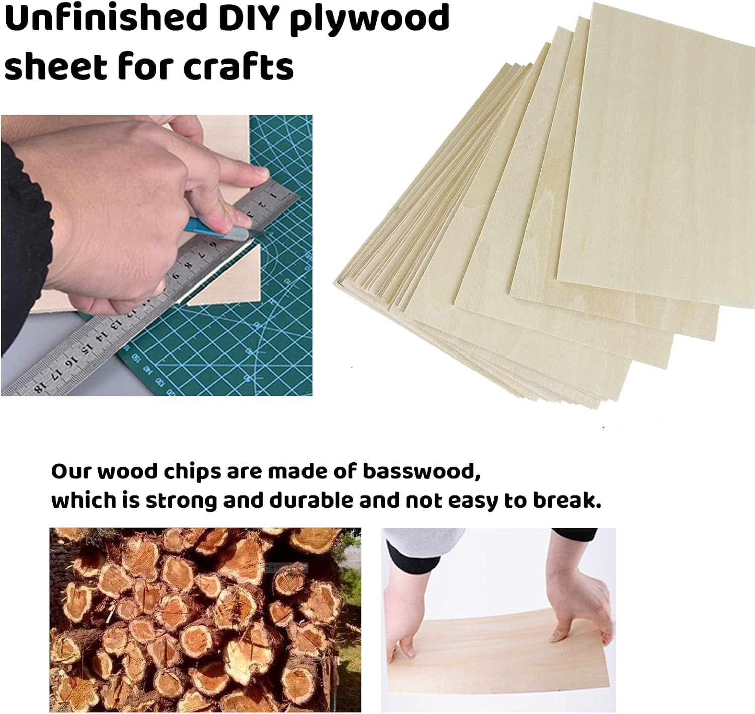 20 Pack Basswood Craft Sheets for DIY, Laser Engraving, and Wood Burning